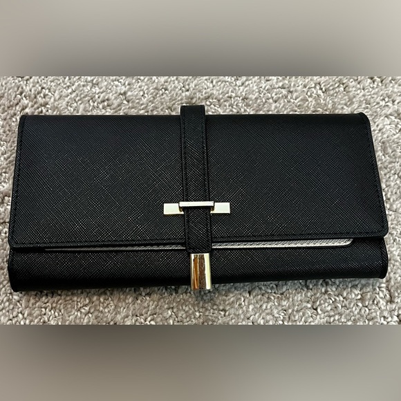 CLUCI Black Faux Leather Wallet Slim Trifold ID Credit Card Holder Classic - Picture 1 of 8
